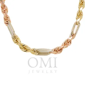 14K GOLD 7MM SOLID TRICOLOR MILANO CHAIN