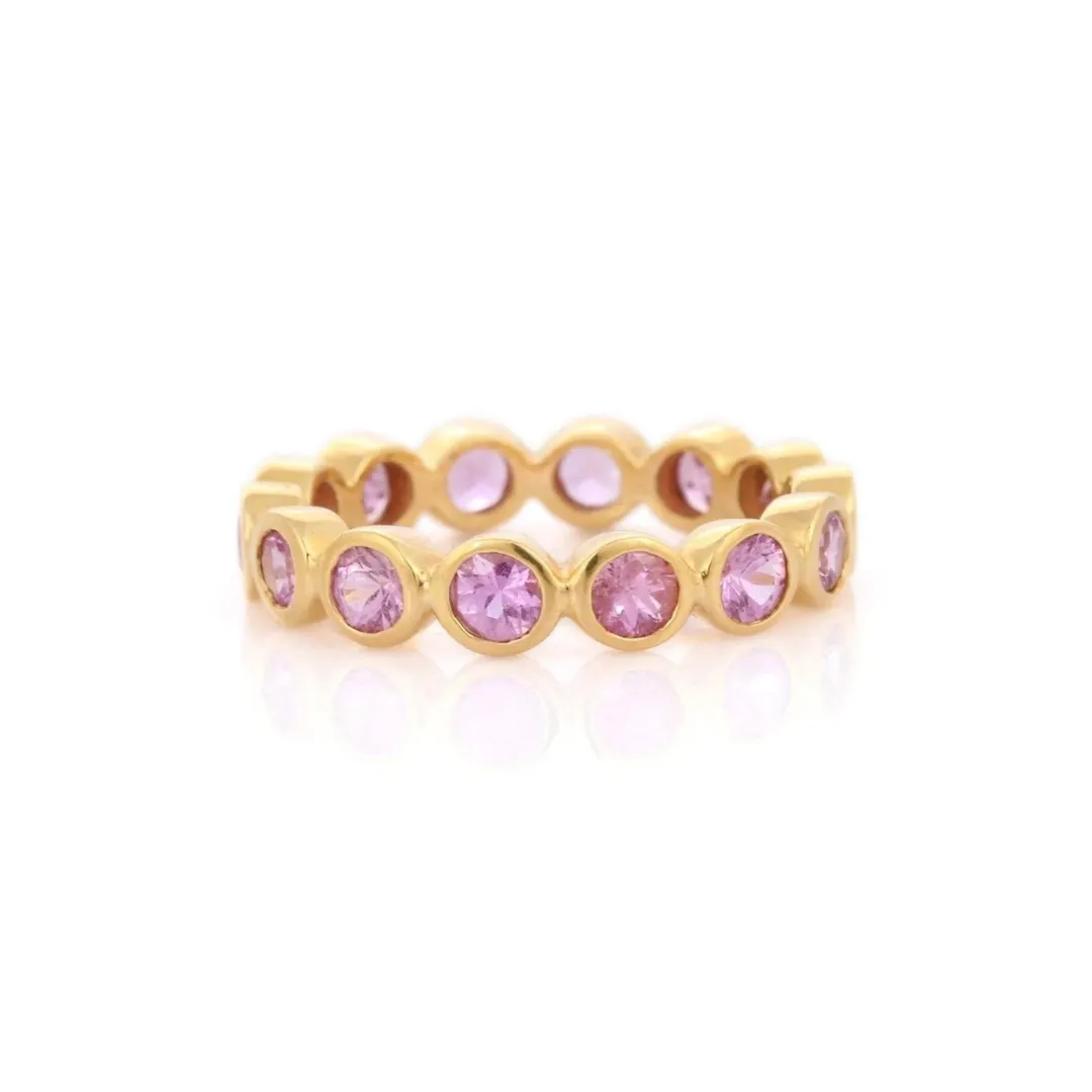 18K Gold Pink Sapphire Eternity Band