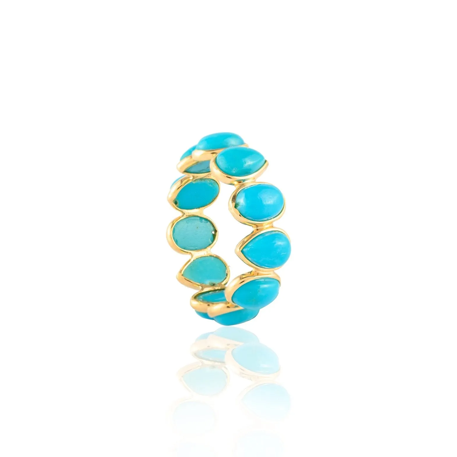 18K Gold Turquoise Eternity Band