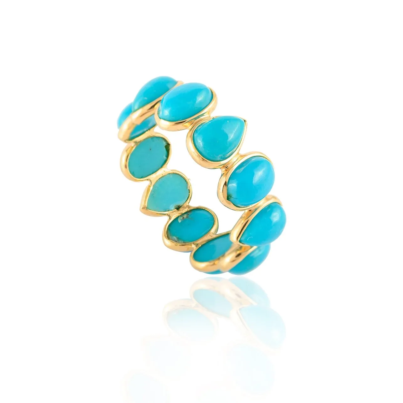 18K Gold Turquoise Eternity Band