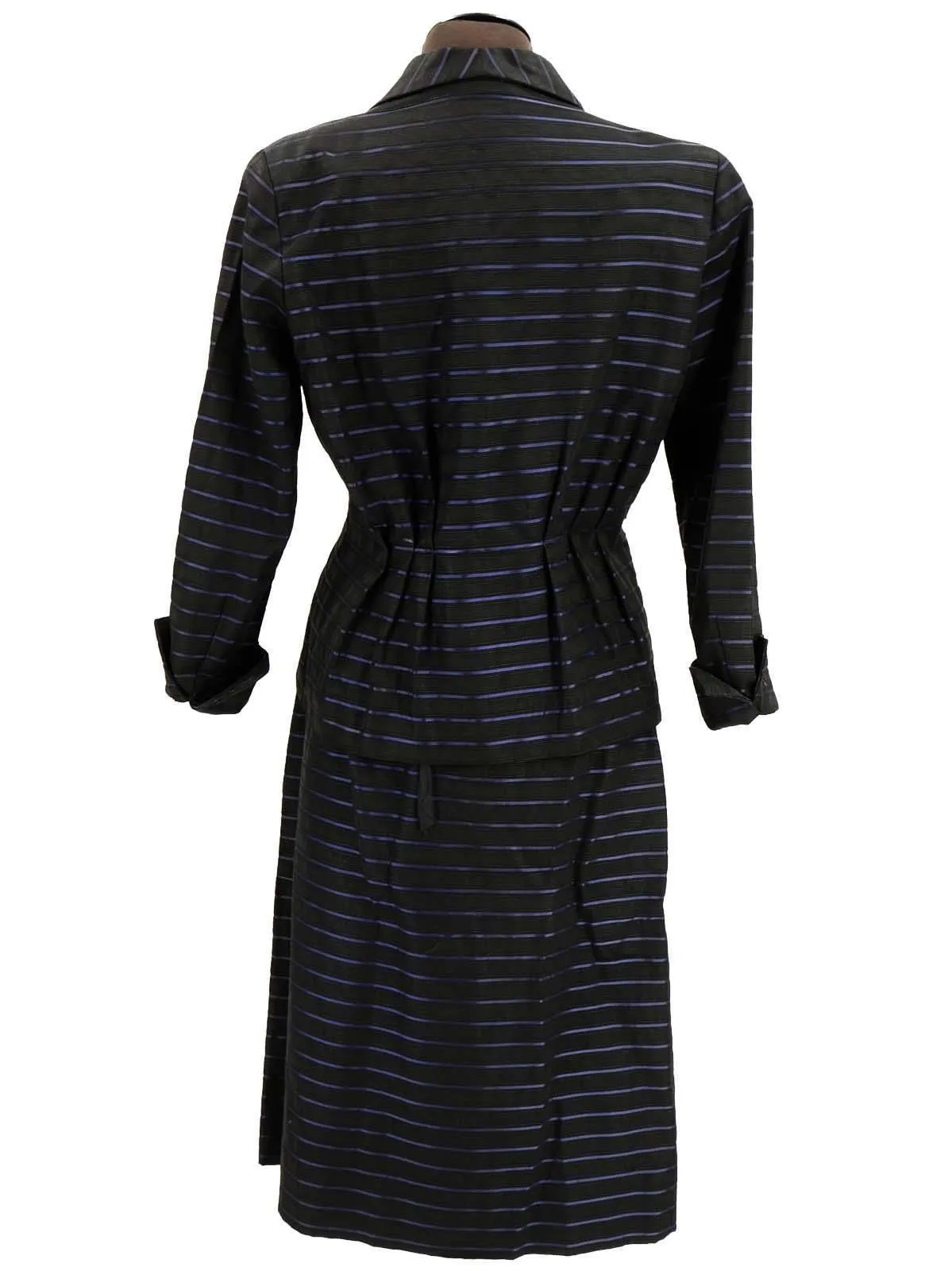 1940s Rembrandt Vintage Striped Black Skirt Suit