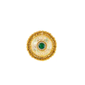 22K Antique Gold, CZ & Emerald Cocktail Ring (9.6gm)