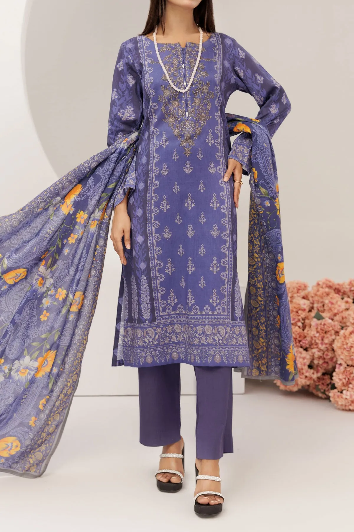 3 PIECE UNSTITCHED LAWN | UN-DPC-347