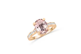 3.24 CT Oval Kunzite Diamond Ring 0.31 CT TW Diamonds 14K Rose Gold KZR003