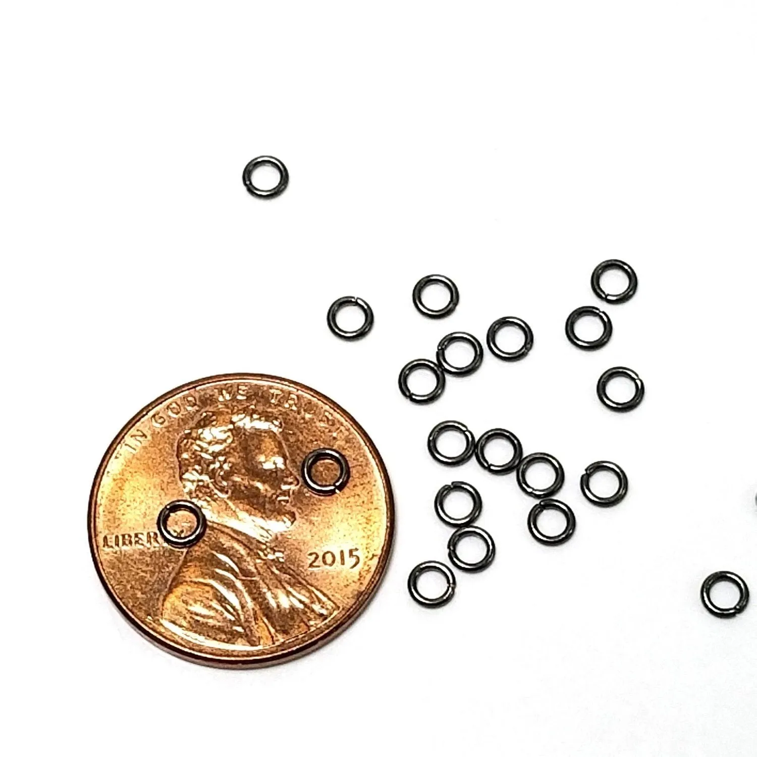 3mm Hematite / Black Stainless Jump Rings, 3x0.6mm, 1.8mm Inside Diameter, Closed Unsoldered, Lot Size 50 Pieces