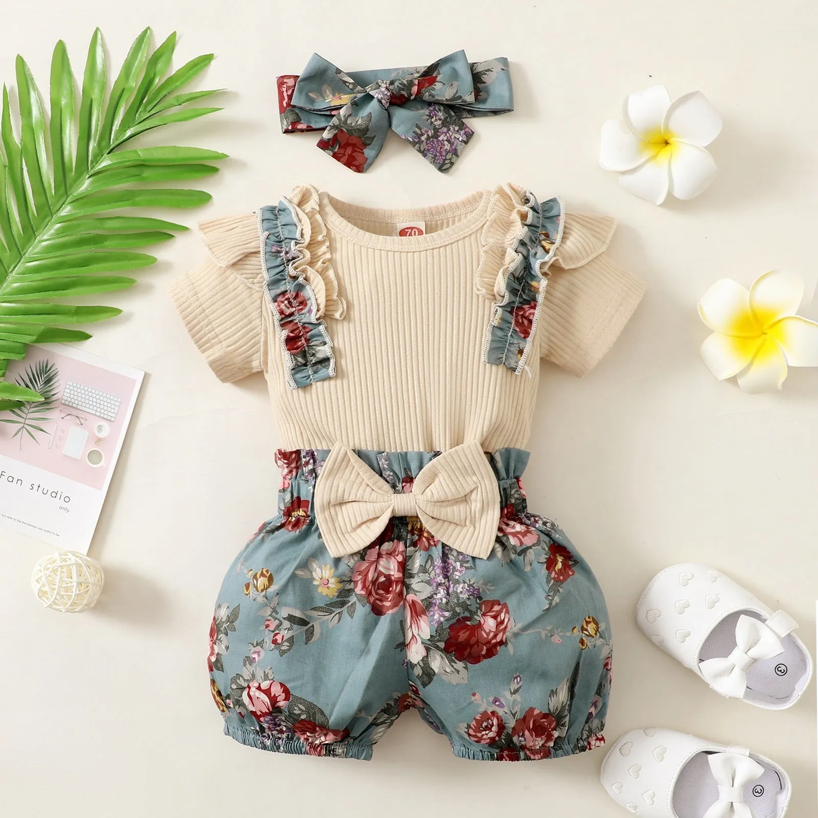 3Pcs Ruffle Romper Tops for Newborn Baby Girl Clothes