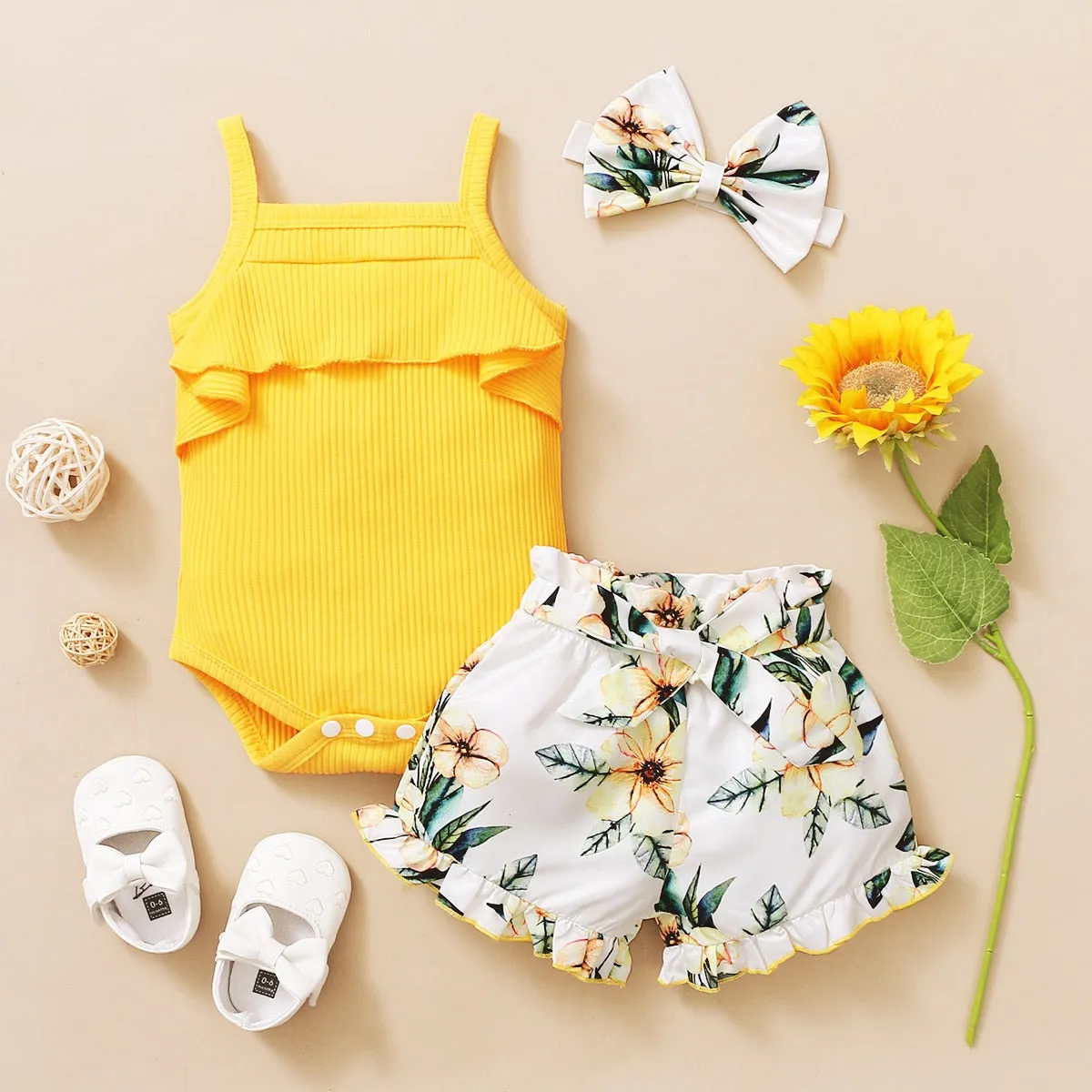 3Pcs Ruffle Romper Tops for Newborn Baby Girl Clothes