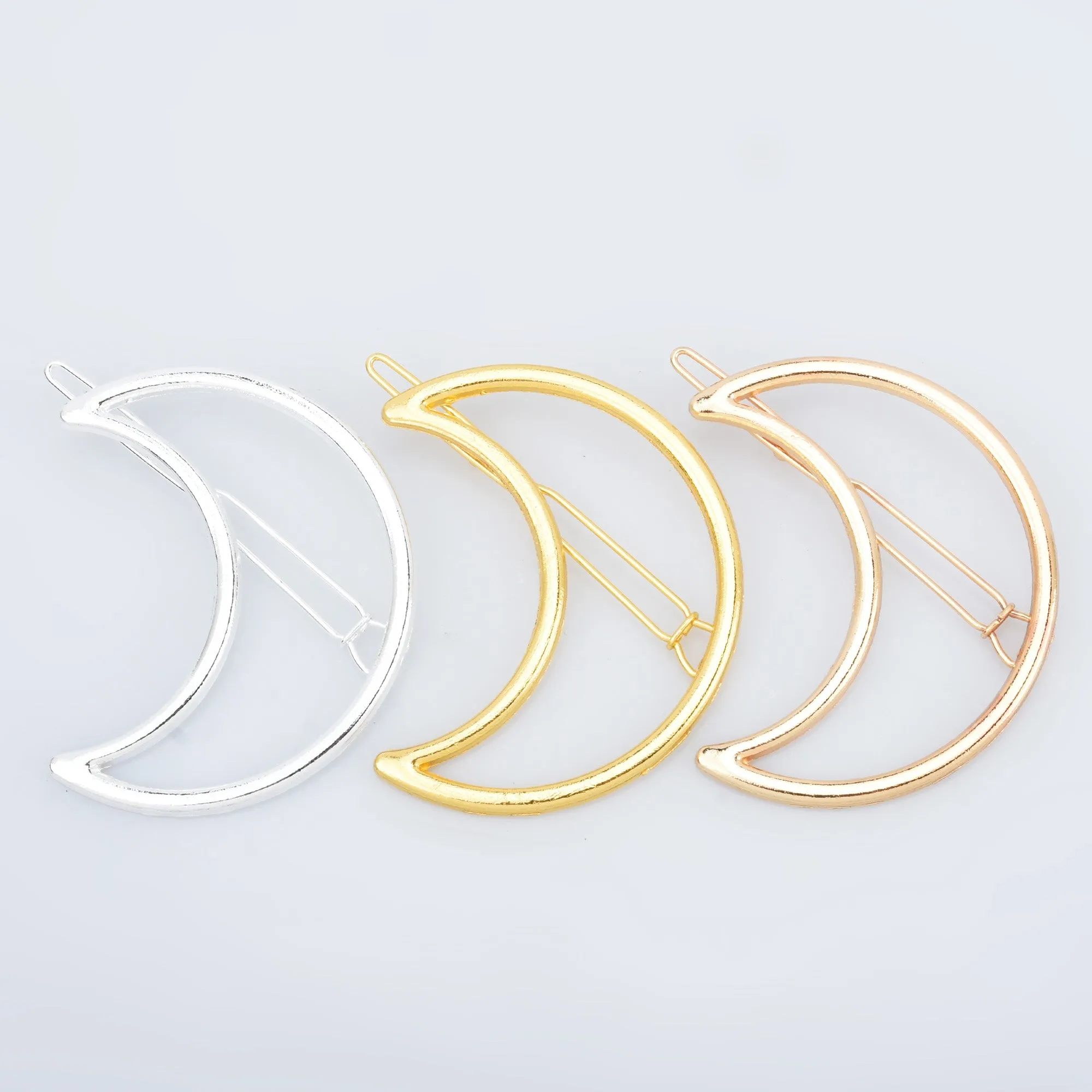 7/8*2 Alloy Moon Hair Clip Minimalist Hair Barrette Geometric Hair Accessory Hair Slide Ladies Hair Jewelry 5pcs 102912