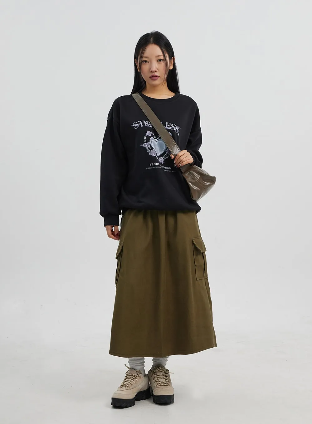 A-Line Cargo Maxi Skirt CJ319