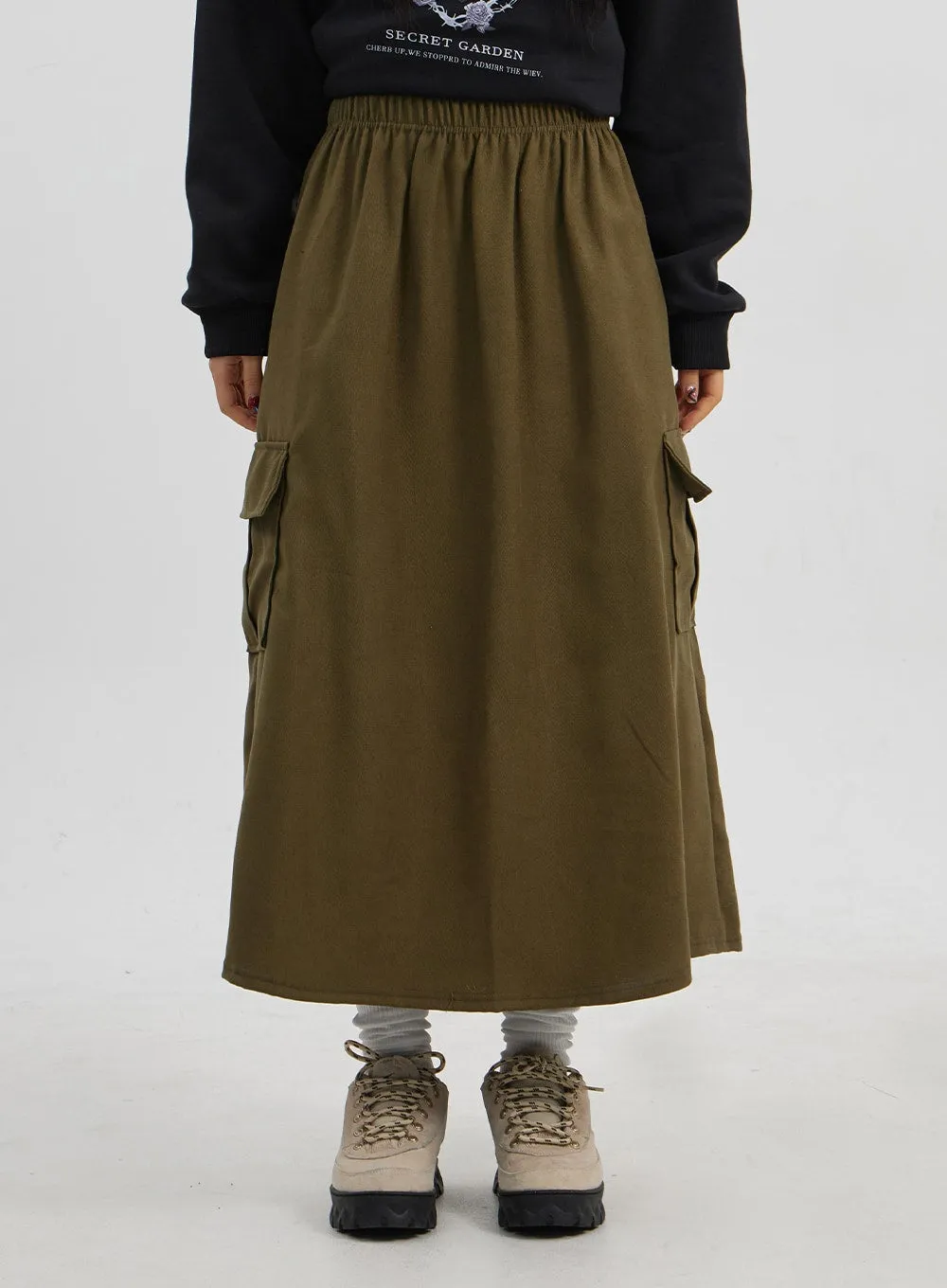 A-Line Cargo Maxi Skirt CJ319