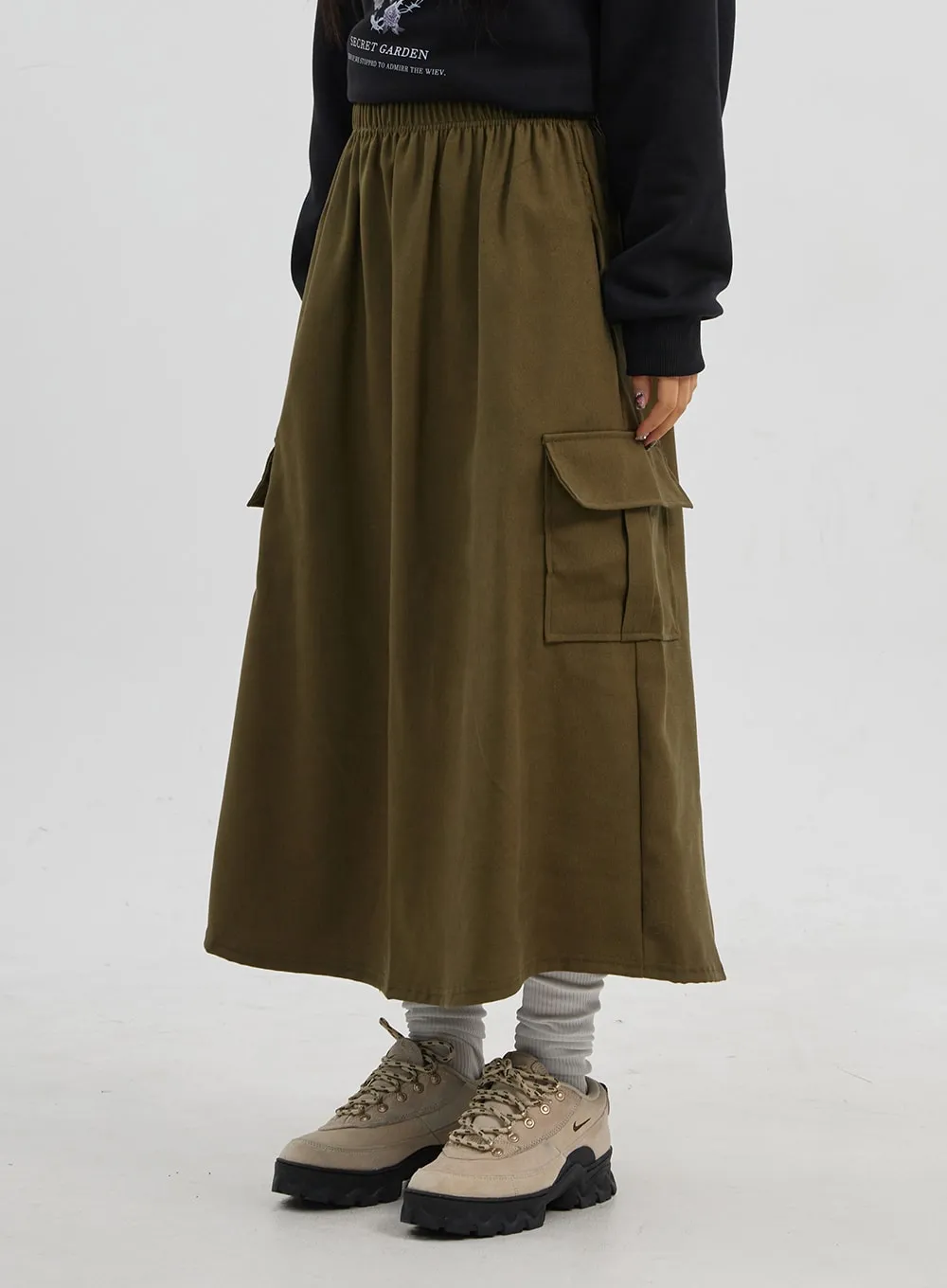 A-Line Cargo Maxi Skirt CJ319