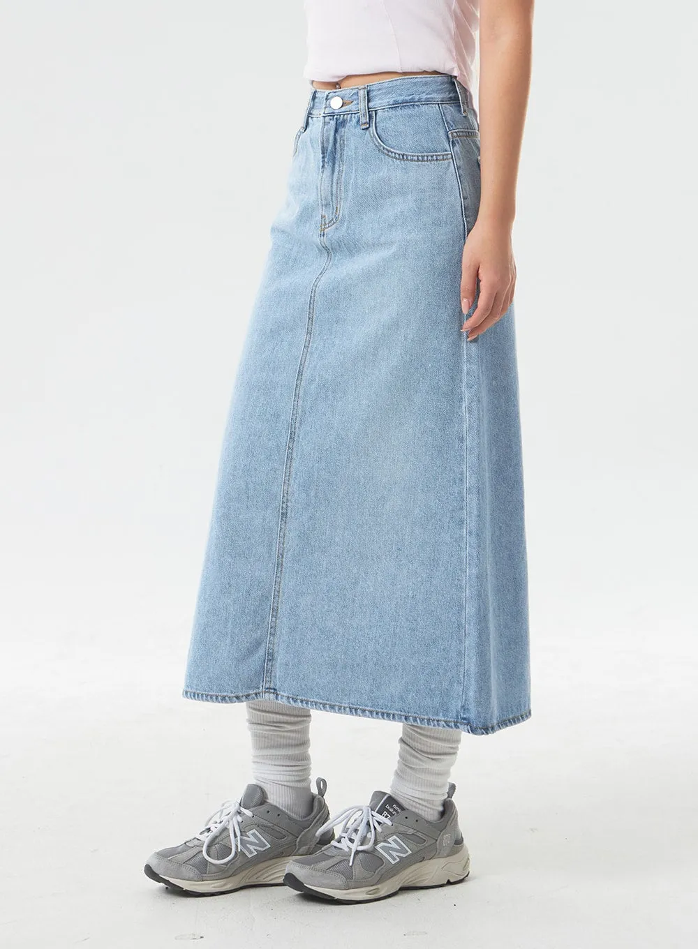 A-Line Denim Maxi Skirt CA303