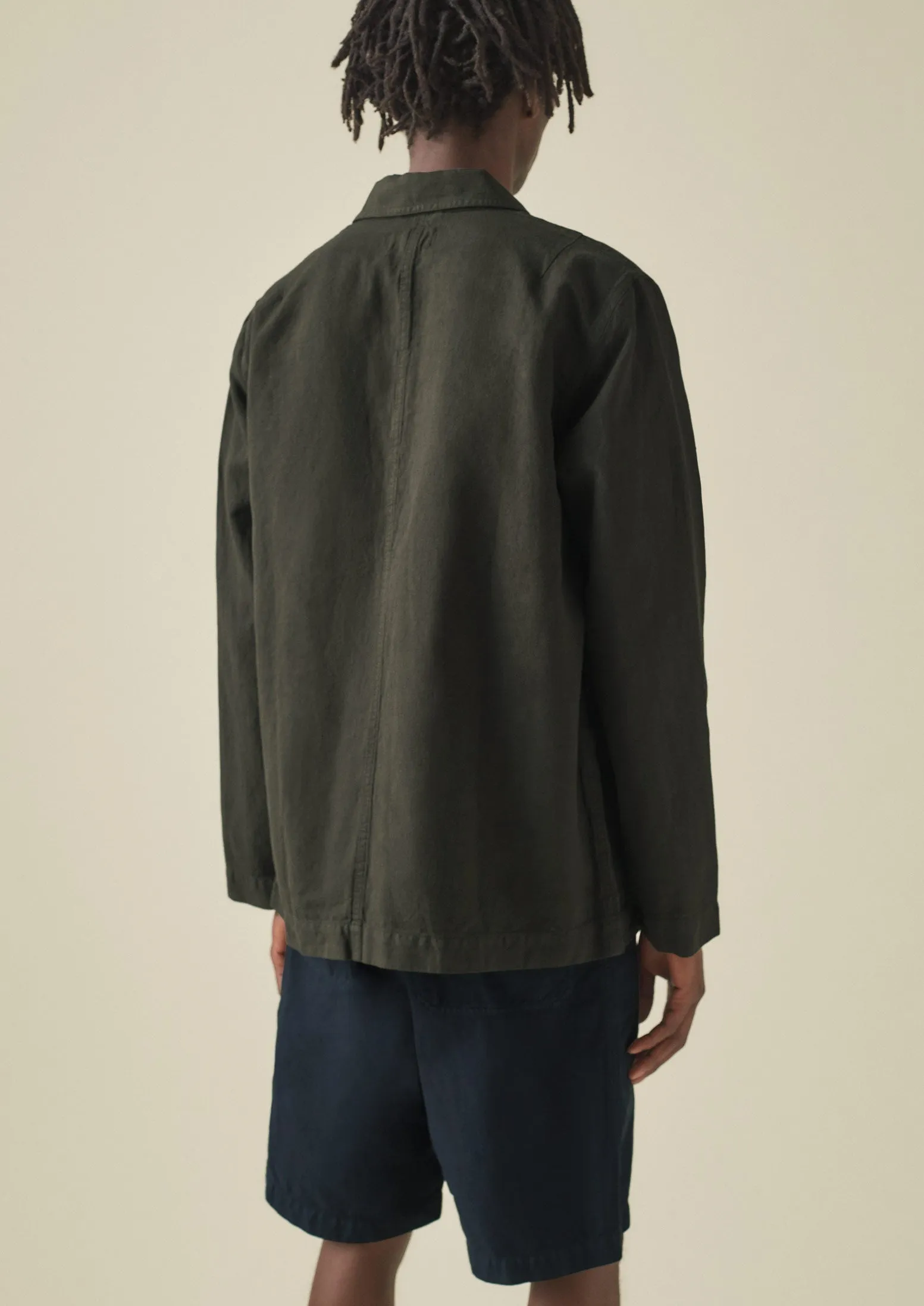 Arlo Garment Dyed Herringbone Jacket | Dark Moss