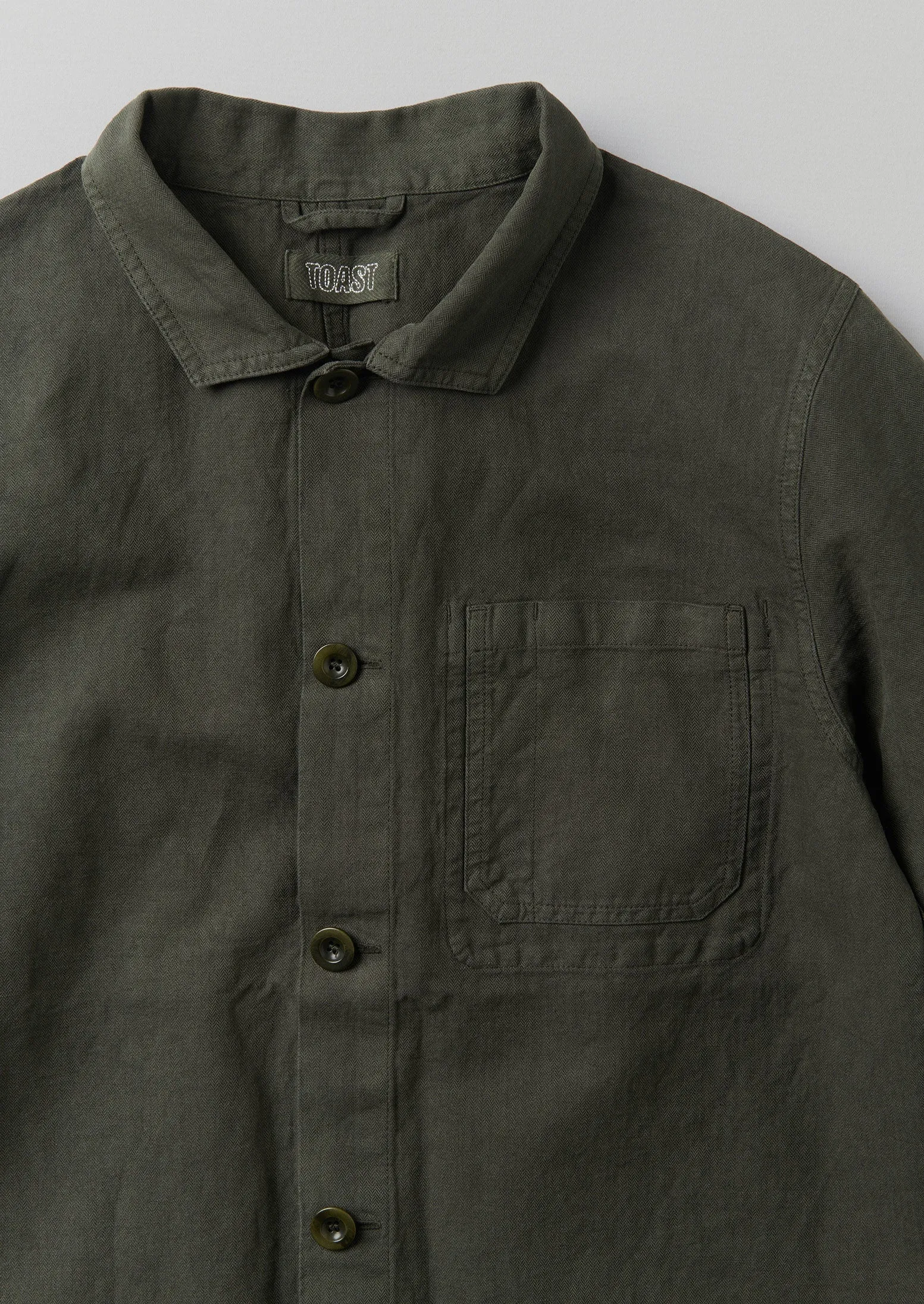 Arlo Garment Dyed Herringbone Jacket | Dark Moss