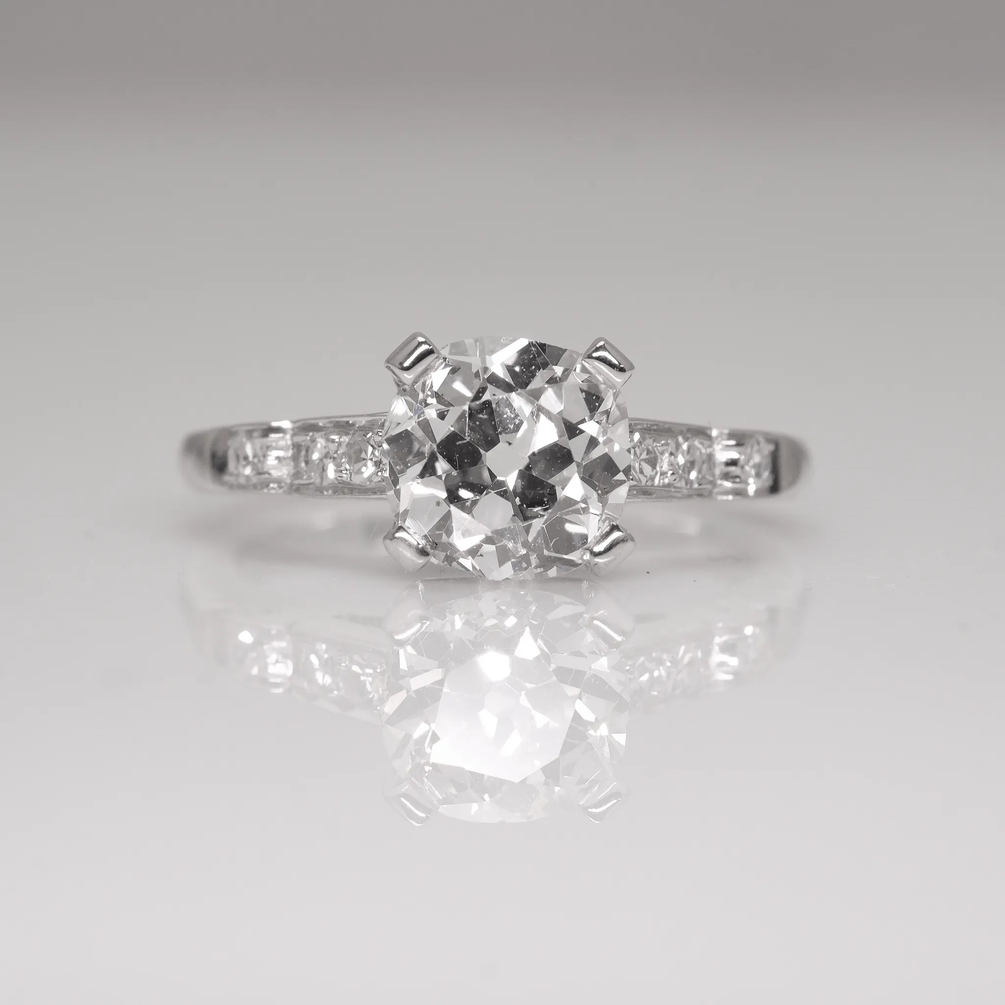 Art Deco Platinum Set Diamond Solitaire Ring 1.71 Carats