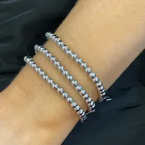 Ballroom Silver Small Beaded Stretch Bracelets