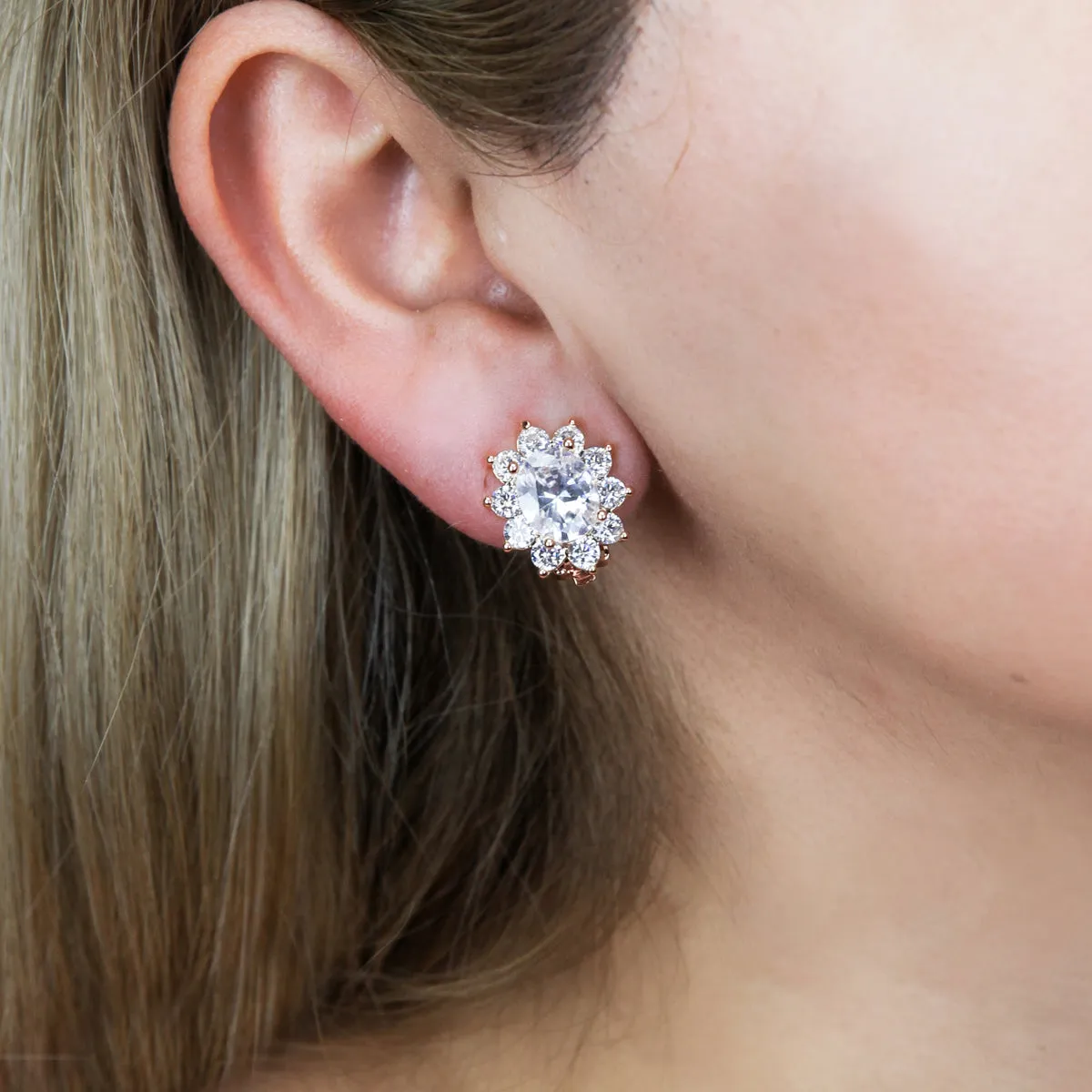 Bella Floral Halo Clip-on Earrings