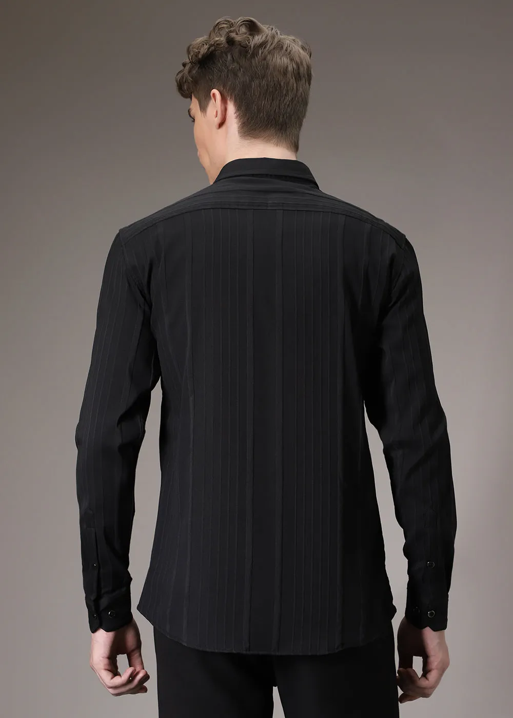 Black Pleat Designer Shirt