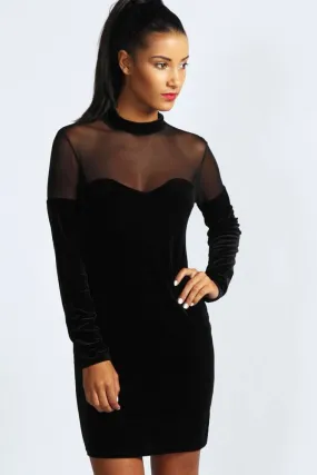 Black Velvet Sweetheart Neck Bodycon Dress