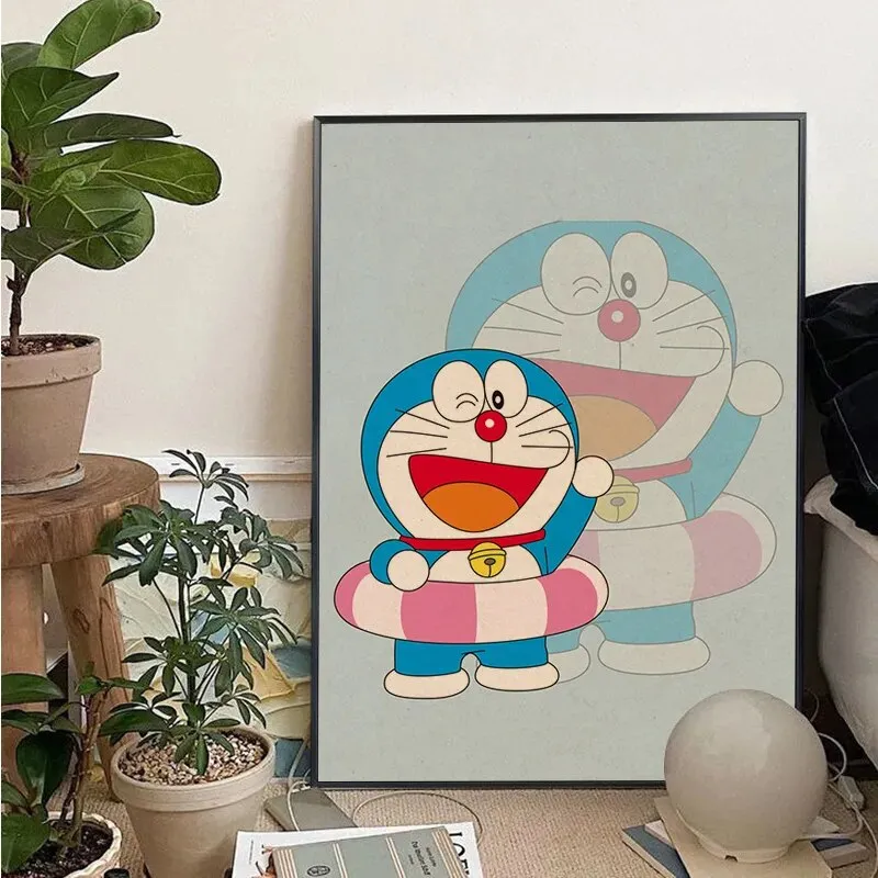 Cartoon Doraemon Art Poster Kraft Paper Sticker Home Bar Cafe Room Wall Decor