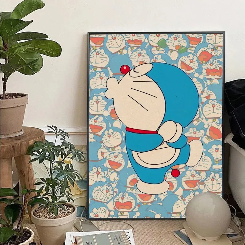 Cartoon Doraemon Art Poster Kraft Paper Sticker Home Bar Cafe Room Wall Decor