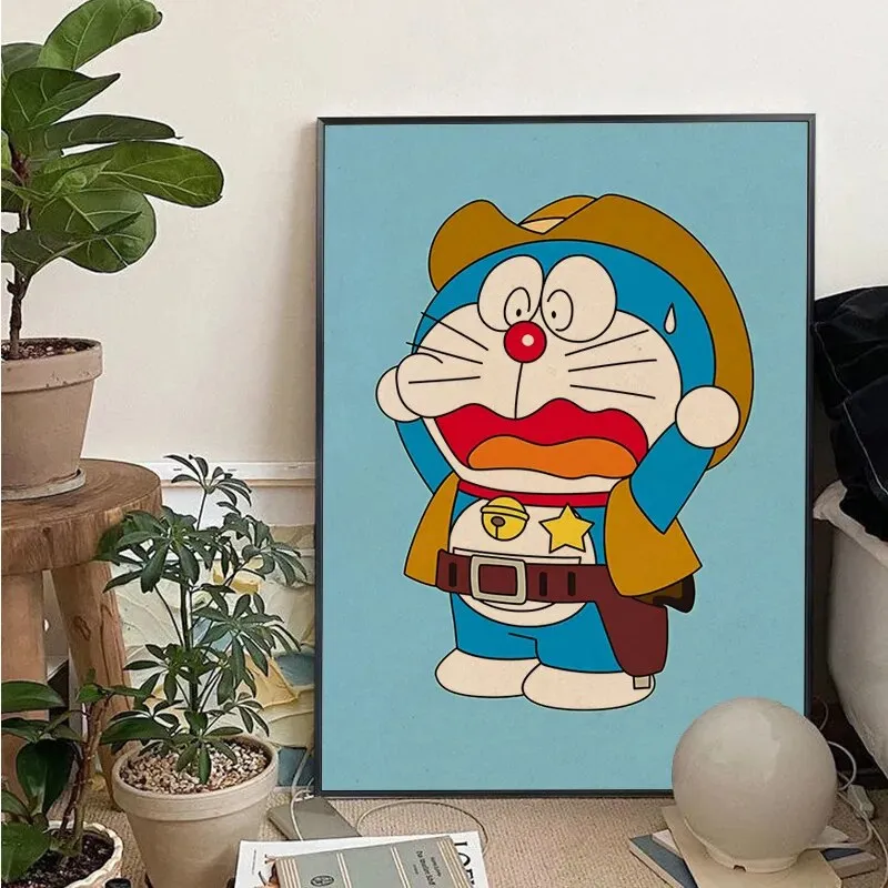 Cartoon Doraemon Art Poster Kraft Paper Sticker Home Bar Cafe Room Wall Decor