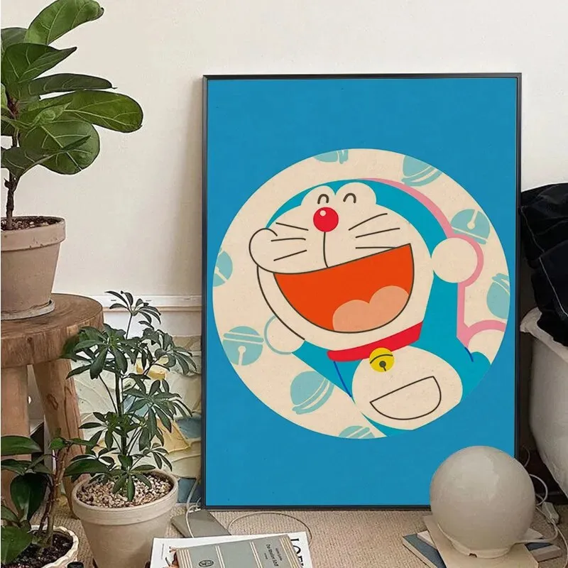 Cartoon Doraemon Art Poster Kraft Paper Sticker Home Bar Cafe Room Wall Decor