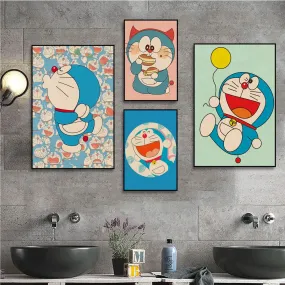 Cartoon Doraemon Art Poster Kraft Paper Sticker Home Bar Cafe Room Wall Decor