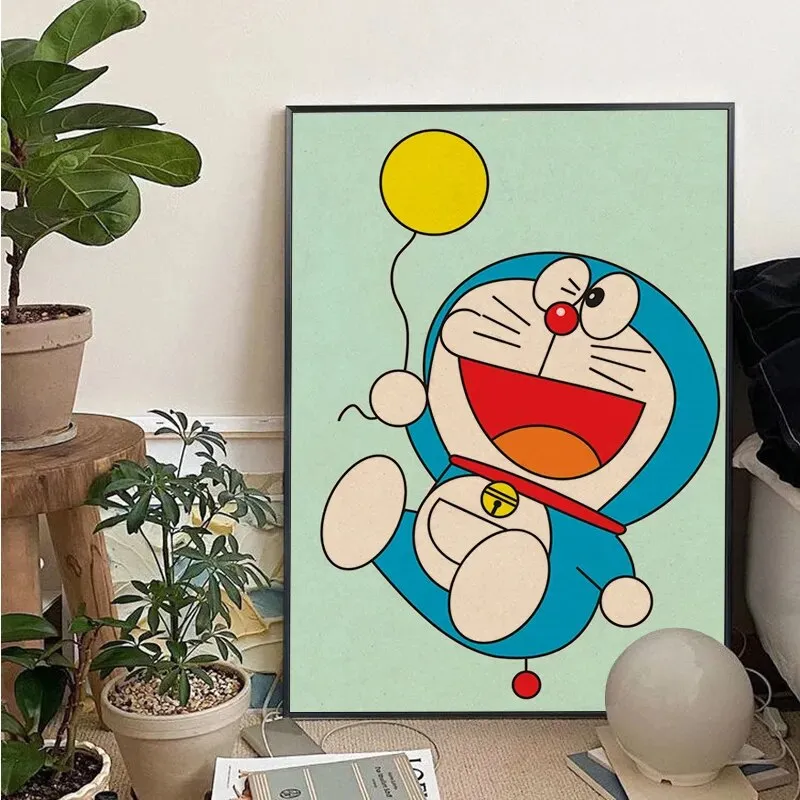 Cartoon Doraemon Art Poster Kraft Paper Sticker Home Bar Cafe Room Wall Decor