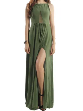 Choose Me Solid Lace-up Back Maxi Dress