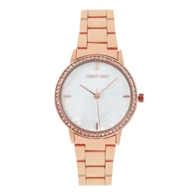 Comet MOP Dial Rhinestone Rosegold Metallic Strap Watch