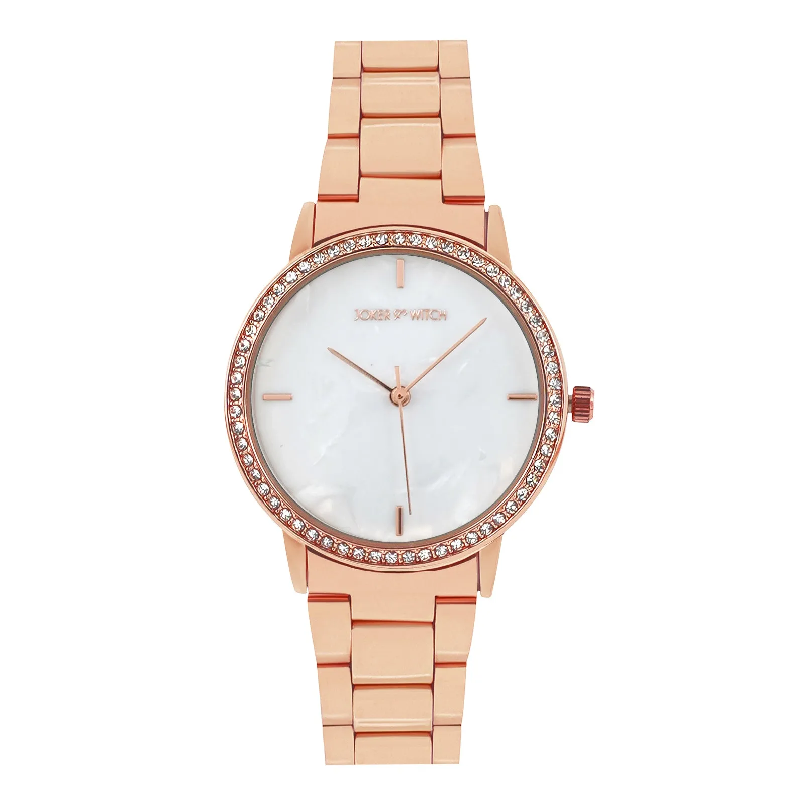 Comet MOP Dial Rhinestone Rosegold Metallic Strap Watch