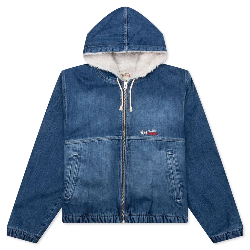 Denim Sherpa Work Jacket - Washed Blue