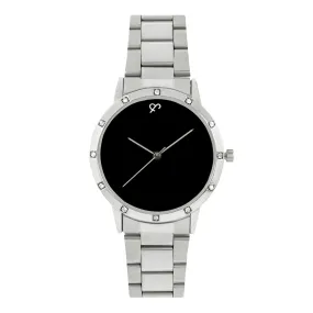 Dusk Black Dial Silver Metallic Strap Watch