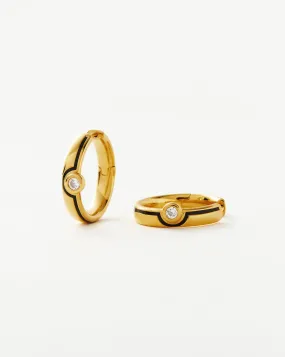 Enamel & Stone Byline Medium Hoop Earrings | 18ct Gold Plated Vermeil/Cubic Zirconia