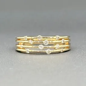 Estate 14K Y Gold 0.22ctw H/SI1-2 Diamond 4 Row Ring