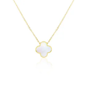 Extra Large Mother of Pearl Single Clover Necklace