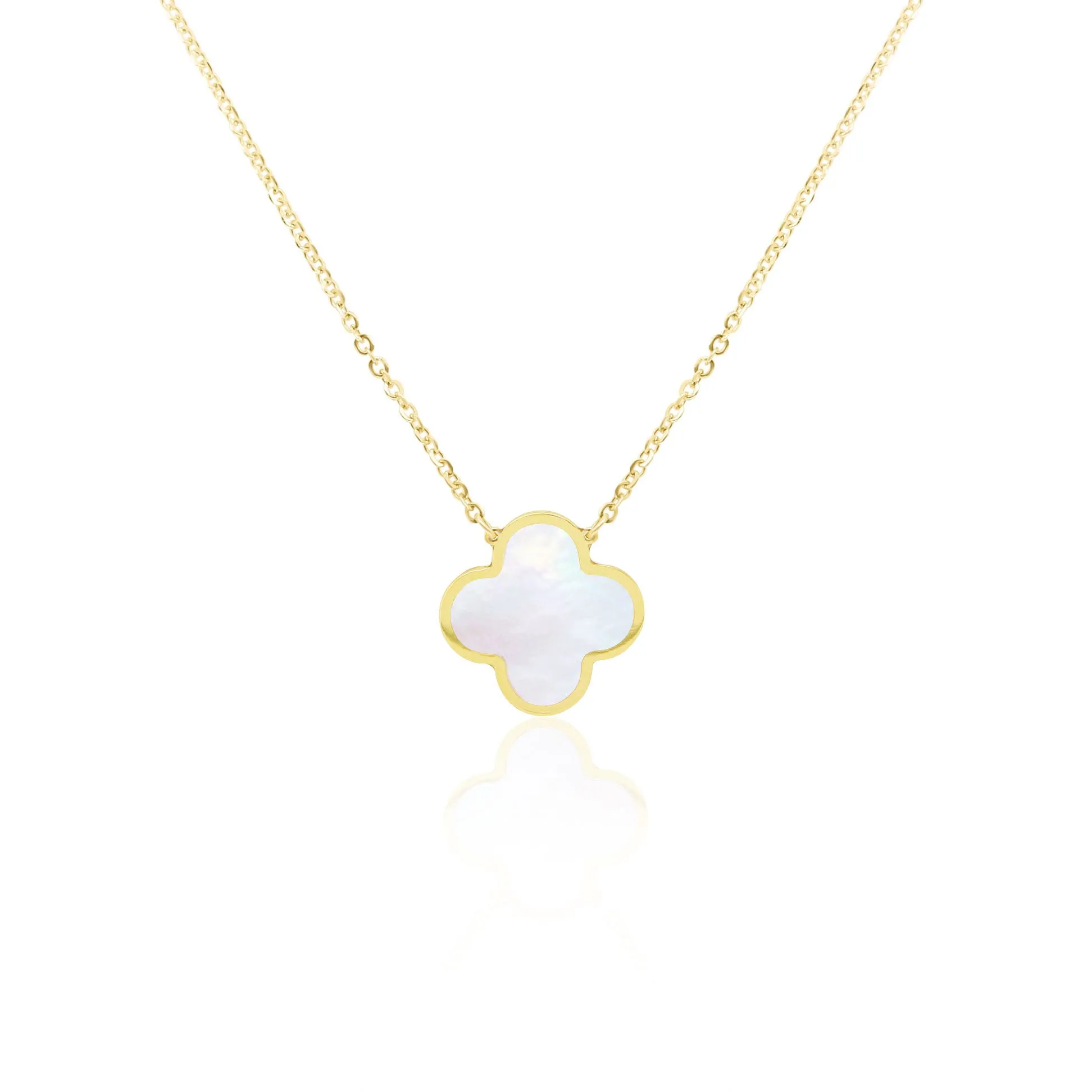 Extra Large Mother of Pearl Single Clover Necklace