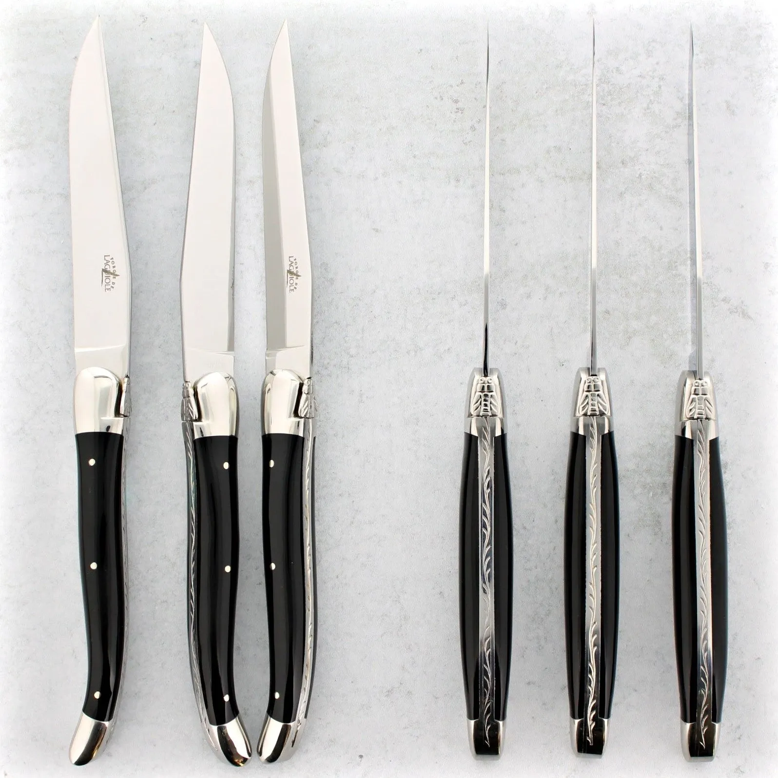 Forge de Laguiole Steak Knives - Black Acrylic