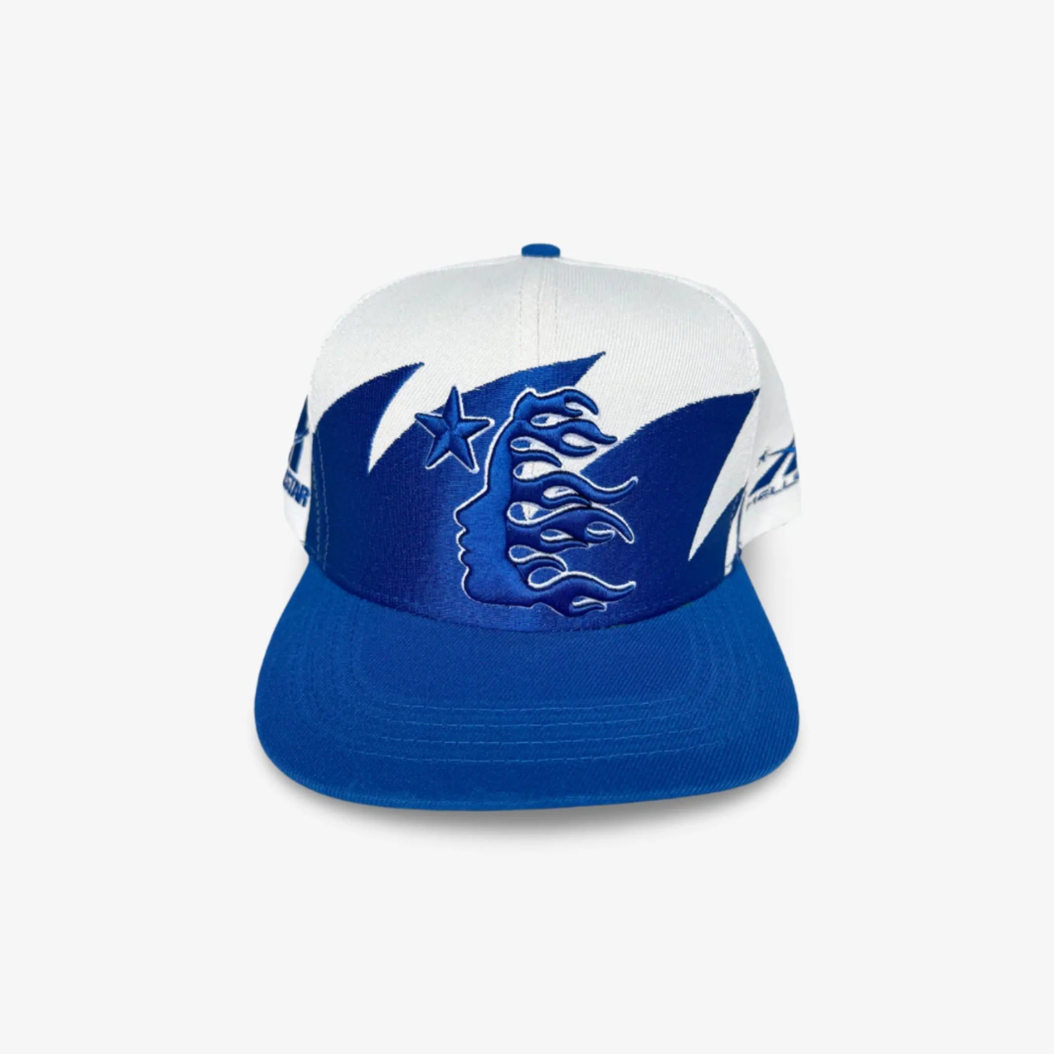 Hellstar Sports Snapback Hat 'Shark Teeth' Off White / Royal Blue SS24