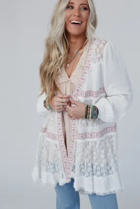 Lace Talk About It Duster Kimono - Ivory