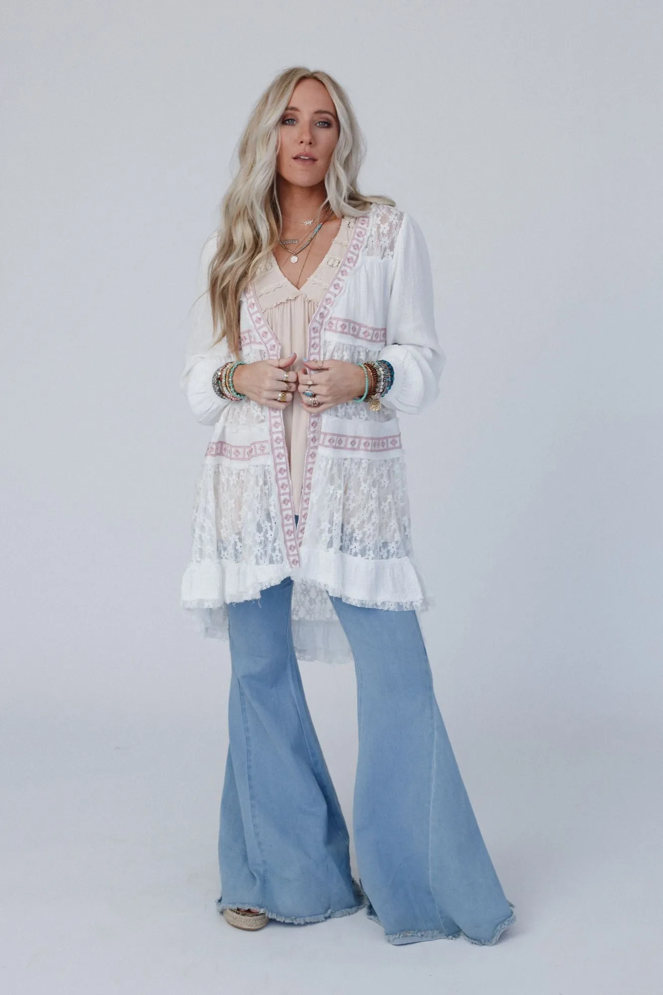 Lace Talk About It Duster Kimono - Ivory