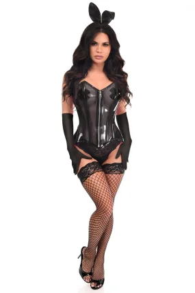 Lavish 4 PC Clear Black Bunny Corset Costume