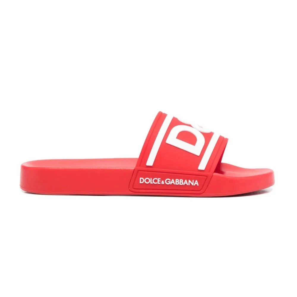 Logo-print detail pool slides