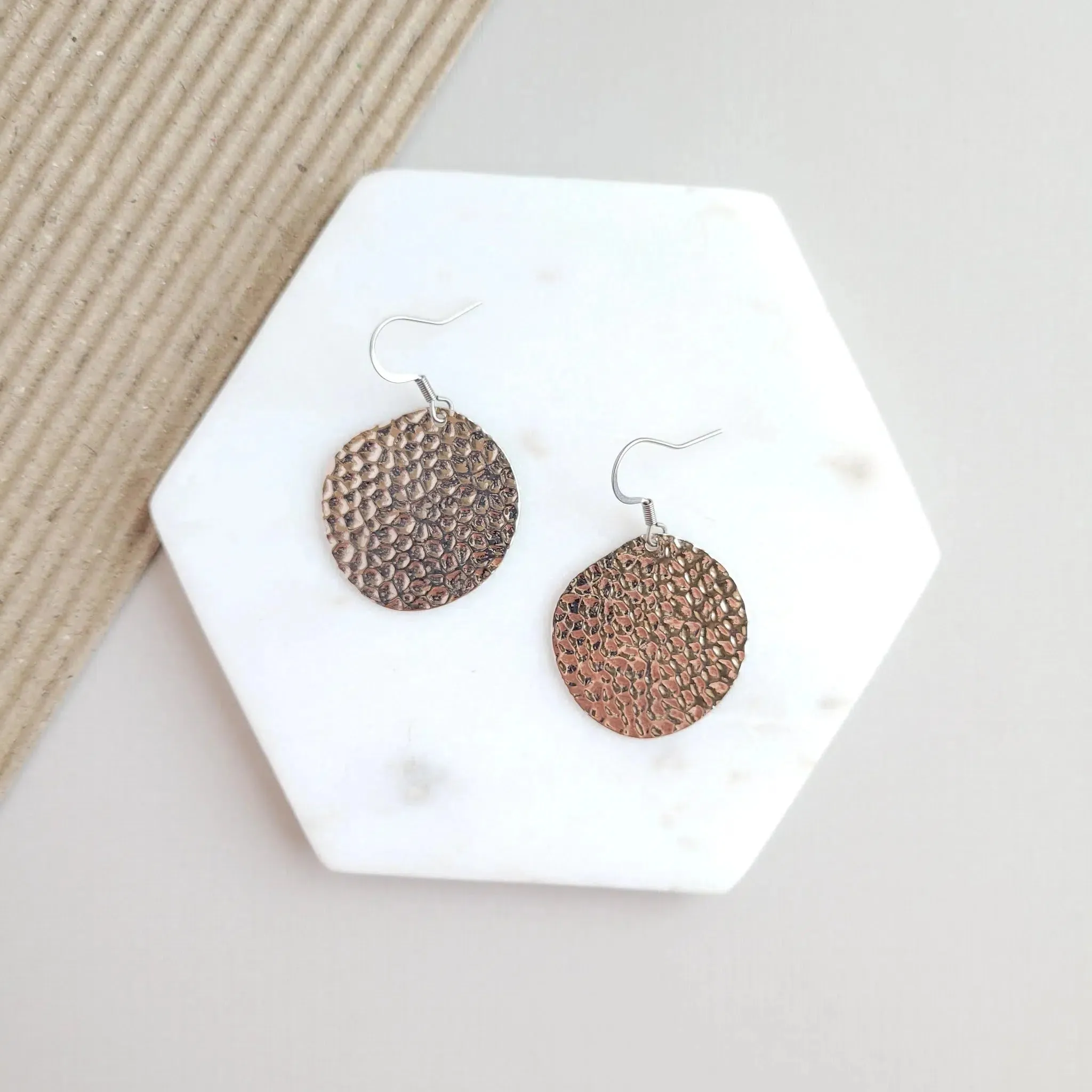 Lucia Hammered Disk Earrings