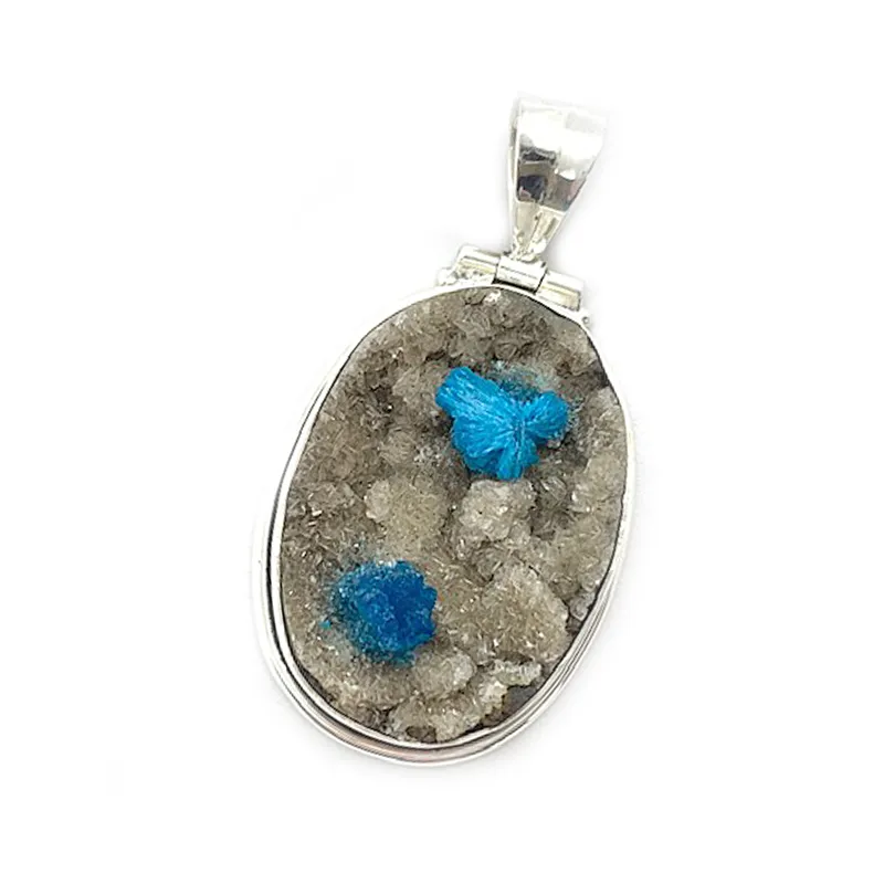 Mayan Raw Cavansite Gemstone Pendant A