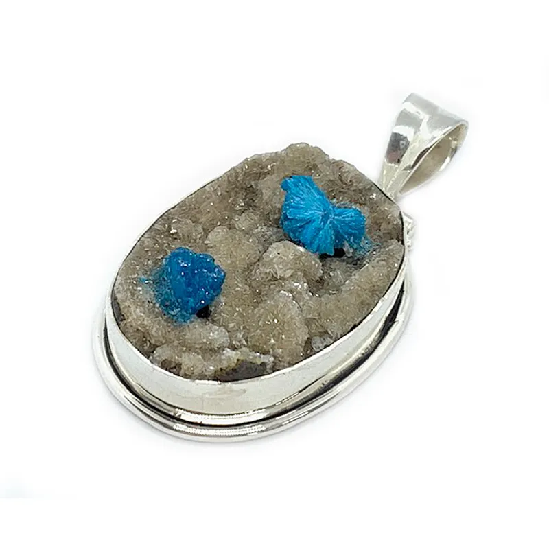 Mayan Raw Cavansite Gemstone Pendant A