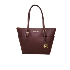 Michael Kors Charlotte Merlot Saffiano Leather Top-zip Tote | Like New |