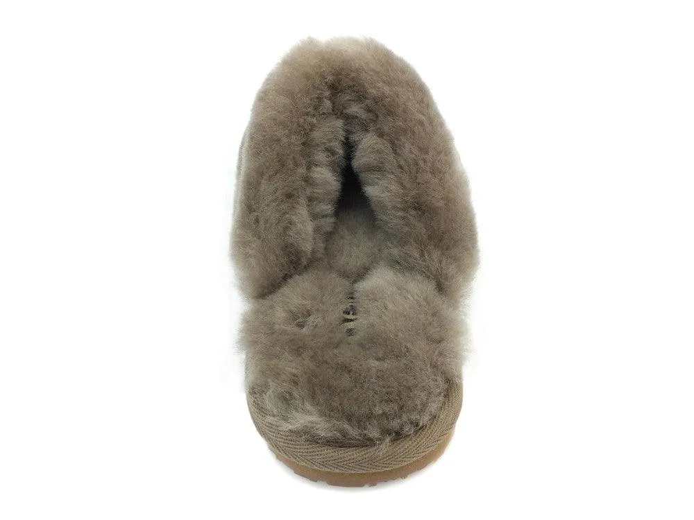 MOU Closed Toe Fur Slipper Solid Color Elephant Grey