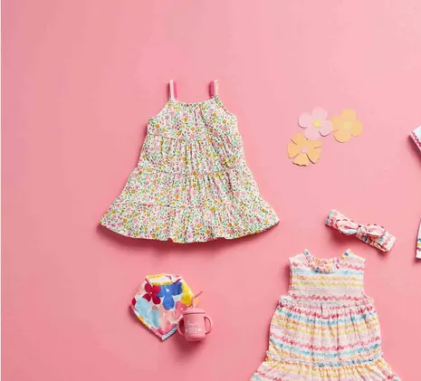 Mudpie Summer Floral Toddler Tiered Dress